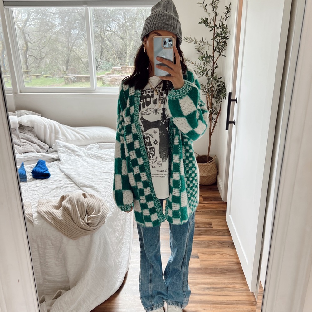SOLD Oversized checkered cardigan